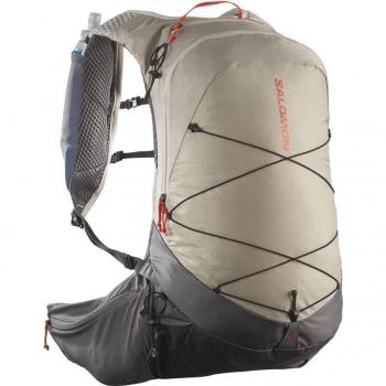 Mochila de trail Salomon XT 20 Set Feather Gris Beige, capacidad de 20 litros, diseño ergonómico, sistema de hidratación compatible, múltiples bolsillos y compartimentos, ajuste cómodo y transpirable