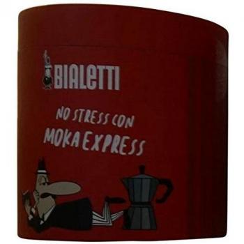 Cafetera Bialetti Moka Express 2 Tazas + Cuaderno No Stress en Caja Roja - Importación Italiana