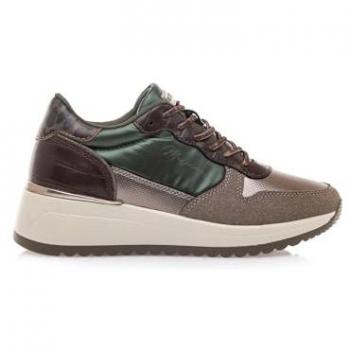 Zapatillas Deportivas de Mujer Mariamare 63421 con Piso de Cuña, Cierre de Cordones y Puntera Redonda en Gris Multicolor