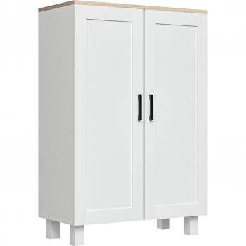 Armario de Salón Moderno con 2 Puertas Estante Ajustable y Base Elevada - Blanco