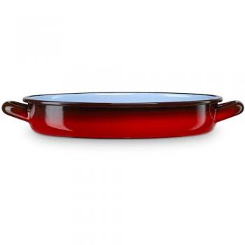Cacerola Baja Briebe Ignea Inducción 26cm, Acero Esmaltado Vintage Rojo, 2.2L, Apta para Fuego y Horno