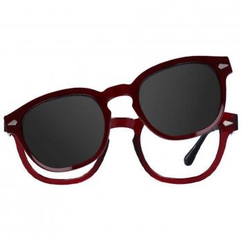 Cuadrado Clip-On Plástico Borgoña Armazones y Lentes Recetadas para Hombre - Gafas Anti-Azules - SmartBuy Collection