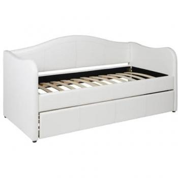Cama nido banco MATHILDE 2x90x190cm Piel sintética Blanco