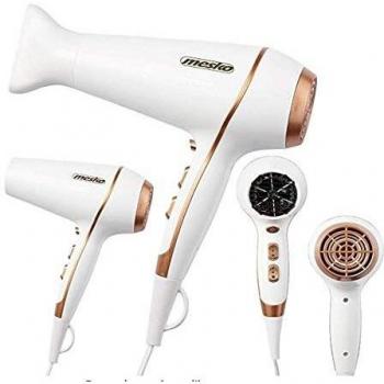 Secador de pelo de 2100 W, secador de pelo con accesorio, secador de viaje, 2 niveles de velocidad, 3 ajustes de temperatura, boquilla de forma giratoria 360°.