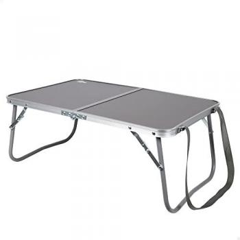Mesa Plegable Camping Portátil Antracita 60 x 40 x 25 cm con Asa de Transporte, Fabricada en Aluminio y Madera MDF, Ideal para Picnic y Accesorios de Camping