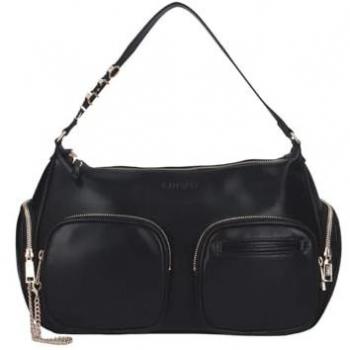 Liu Jo Black Hobo Shoulder Bag with Gold Details, One Size
