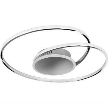 Plafón LED Dorle de Lindby, cromo, Ø 49 cm, lámpara de techo moderna en plateado hecha de metal para salón y comedor con 2 llamas