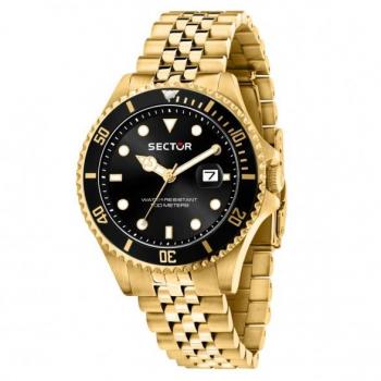 Sector 230 Men's Quartz Watch 43mm Black Dial Gold Accents