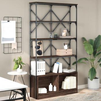 Estantería Librería Roble Marrón 100x26x180cm Madera Multicapa Metal