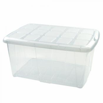 CAJA DE PLÁSTICO TRANSPARENTE CON TAPA 60L