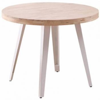 Mesa de Comedor Redonda Fija Bali/Berg Color Roble Nordish y Blanco 100x100x76 Cm