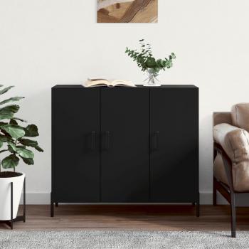 Aparador de madera de ingeniería 90x34x80 cm negro, mueble de almacenaje de salón, armarios con puertas, cajón de madera, buffet para salón moderno, armario auxiliar, armario de almacenamiento