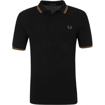 Fred Perry Men's Twin Tipped Polo Shirt - Black/Shaded Stone - Size XL