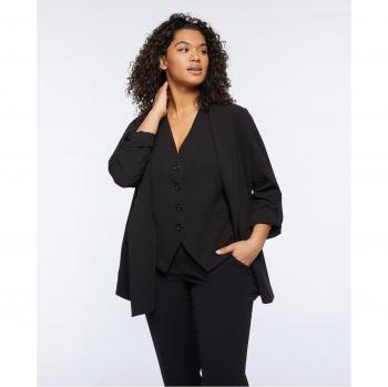 Blazer abierto por delante con mangas recogidas y acabado liso