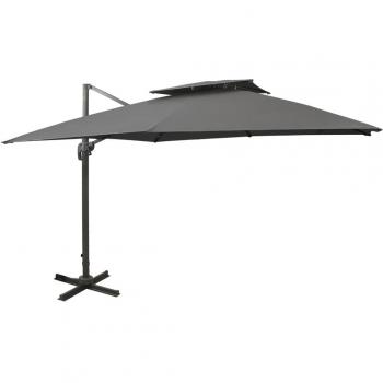 Sombrilla voladiza con cubierta doble gris antracita 300x300 cm