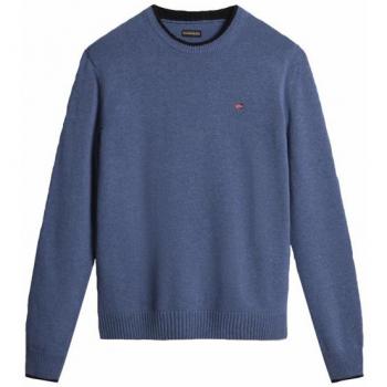 Napapijri Men's Blue Embroidered Crew Neck Sweater - Size L