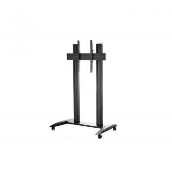 Carro de TV Edbak TRV200 para pantallas de 60 a 75 pulgadas, soporte móvil negro, capacidad de 120 kg