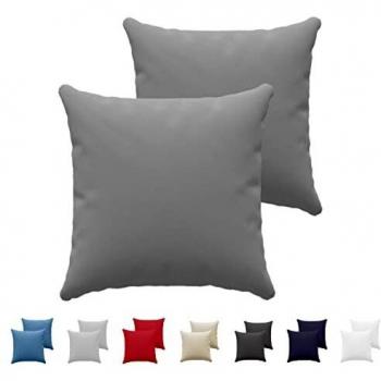 Dreamzie Juego de 2 x Fundas de Almohada 40x40 cm Gris Oscuro 100% Algodon Jersey - Funda de Almohada Algodon 40x40 - Funda Cojin para Cama 40x40 - Protector de Almohada