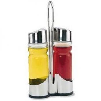 Supreminox Cristal salero y pimentero con Soporte de Acero Inoxidable, Multicolor, 30 x 30 x 30 cm