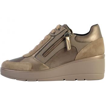 Geox D ILDE Cd Zapatilla Deportiva Alta Plataforma Mujer Marrón Gris Pardo Oscuro