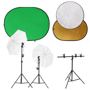 Kit de Estudio Fotográfico con Luces, Fondo y Reflector - Lámpara Regulable, Parasoles Portátil, Soporte Ajustable y Bolsa de Transporte