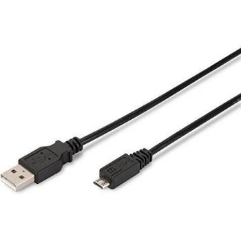 Ewent EW-UAB-005-MC Cable USB 0,5 m USB 2.0 Micro-USB A USB A Negro