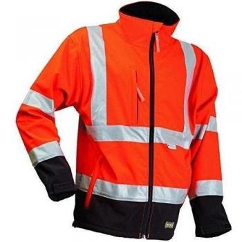 Lyngsoe FOX471 - 05/07-L tamaño grande Softshell chaqueta - Hi-Viz naranja/negro
