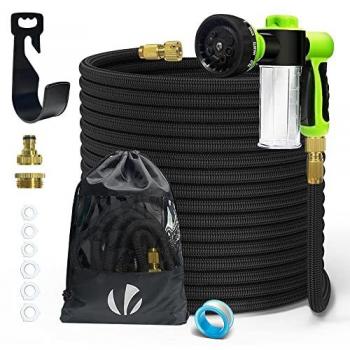 Manguera Extensible Vounot 30m con Pistola Rociadora de 8 Funciones, Dispensador de Jabón y Accesorios, Negro