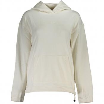 Chic White Cotton Hooded Sweatshirt with Logo Print for Women - Size L