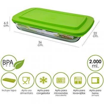 Fuente Cristal Rectangular Con Tapa 2 Litros 36 x 22 x 6.5