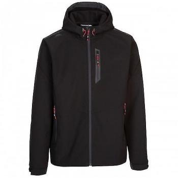 Trespass - Chaqueta Softshell Marlon para Hombre, color negro, diseño ligero y transpirable, con tecnología de resistencia al agua, cierre frontal con cremallera, múltiples bolsillos con cremallera, ajuste en la cintura y puños