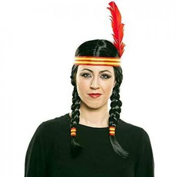 Peluca de India con Trenzas y cinta con pluma