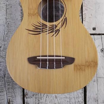Luna Uke Bamboo Soprano Ukulele with Gigbag, 12 Frets, Satin Natural