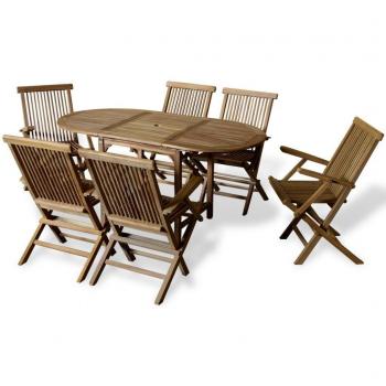 vidaXL B-ware 7 Piece Outdoor Dining Set Solid Teak