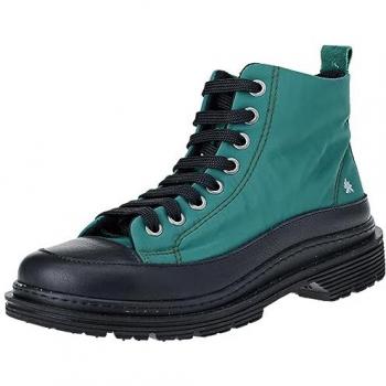 Botines Unisex de Nylon con Cierre de Cordones y Piel Verde Oscuro, Plano 1-3cm, Casual, Art Outlet 2024