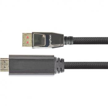 Cable DisplayPort 1.4 a HDMI 2.0, 10 m, negro, 4K/UHD @60Hz, conector de metal dorado y blindaje triple