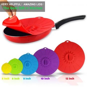 Juego de 3/5 tapas de silicona para microondas, cubiertas para cuencos y ollas, envoltura de alimentos, tapa para mantener la frescura
