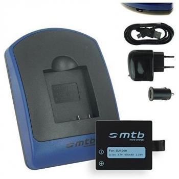Baterìa + Cargador (USB/Coche/Corriente) para Qumox SJ4000, SJ5000, SJ6000 / SJCam M10 ... / Acme VR03 / Ekoo E3