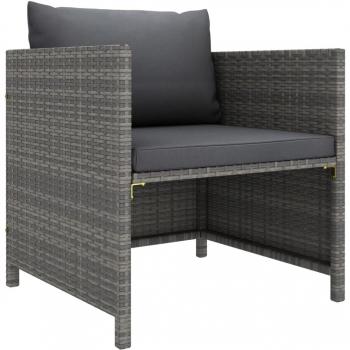 vidaXL Sofá de jardín con cojines de ratán sintético en color gris.