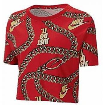 NIKE W NSW tee Glam Dunk Crop Long Sleeve Top, Mujer, University Red, L