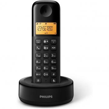 Philips D1301B - Teléfono inalámbrico con Pantalla iluminada DE 4.1 cm, 10hrs Conversación, Negro, 1 Pieza