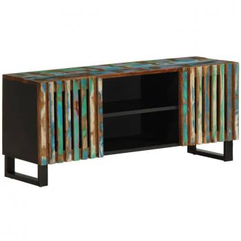 Mueble de TV madera maciza de acacia 105x34x46 cm Multicolor