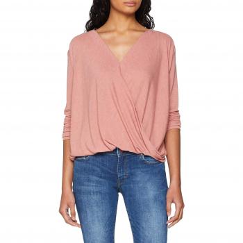 Vila Clothes Vinexa L/s Wrap Top-Noos, Camiseta sin Mangas para Mujer, Rosa