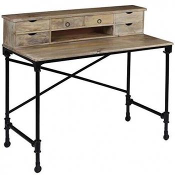 vidaXL Madera Maciza Mesa de Escritorio Mango Acero 110x50x96 cm Consola Hogar