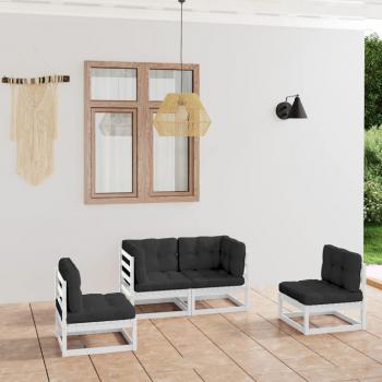 4-Piece Garden Lounge Set with Cushions Solid Pine Wood