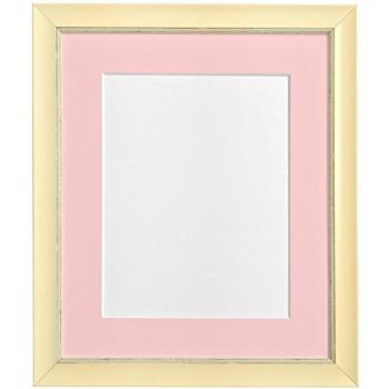 Frames By Post  Nordic - Marco para foto o lámina, color crema con acabado envejecido, con paspartú color rosa, 12 x 10 pulgadas, para lámina tamaño 9 x 7 pulgadas