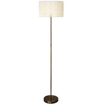 Lampara Pie Salon Durango 1xe27 Cuero Pantalla Beis de FABRILAMP.