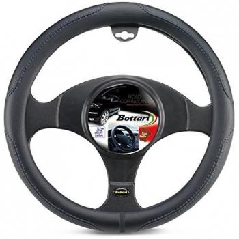 Bottari 16343 Bottari 16343 Funda volante para coche, universal, Road, color negro con bordado azul, talla pequeña: diámetro 35/37 cm, Azul, Diámetro 35-37 cm