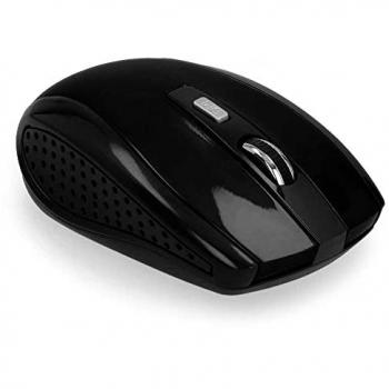 Ratón Óptico Inalámbrico 6 Botones Receptor USB 1600 DPI PC Laptop Negro Brillo