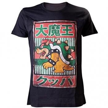 Nintendo Bowser Kanji - Camiseta, color negro Negro large